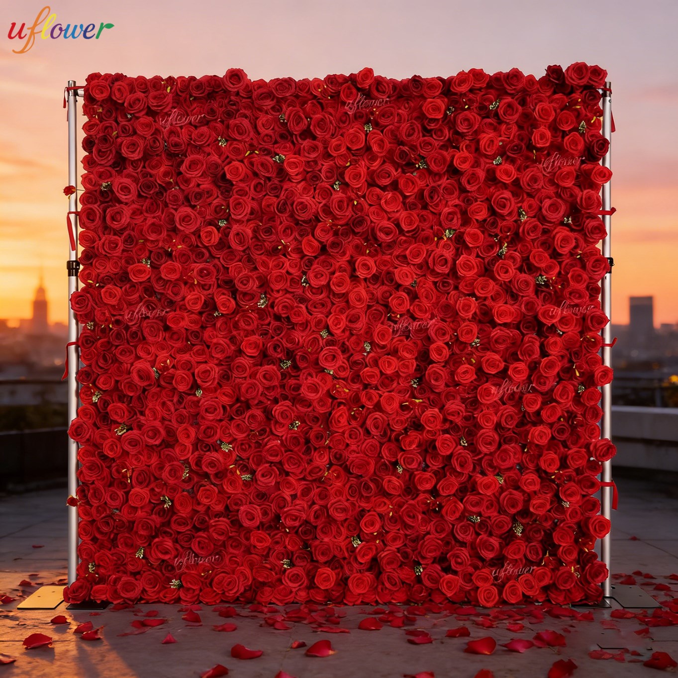 Uflower Red Rose Artificial Fl - Flower Wall Panel ulasan dan harga