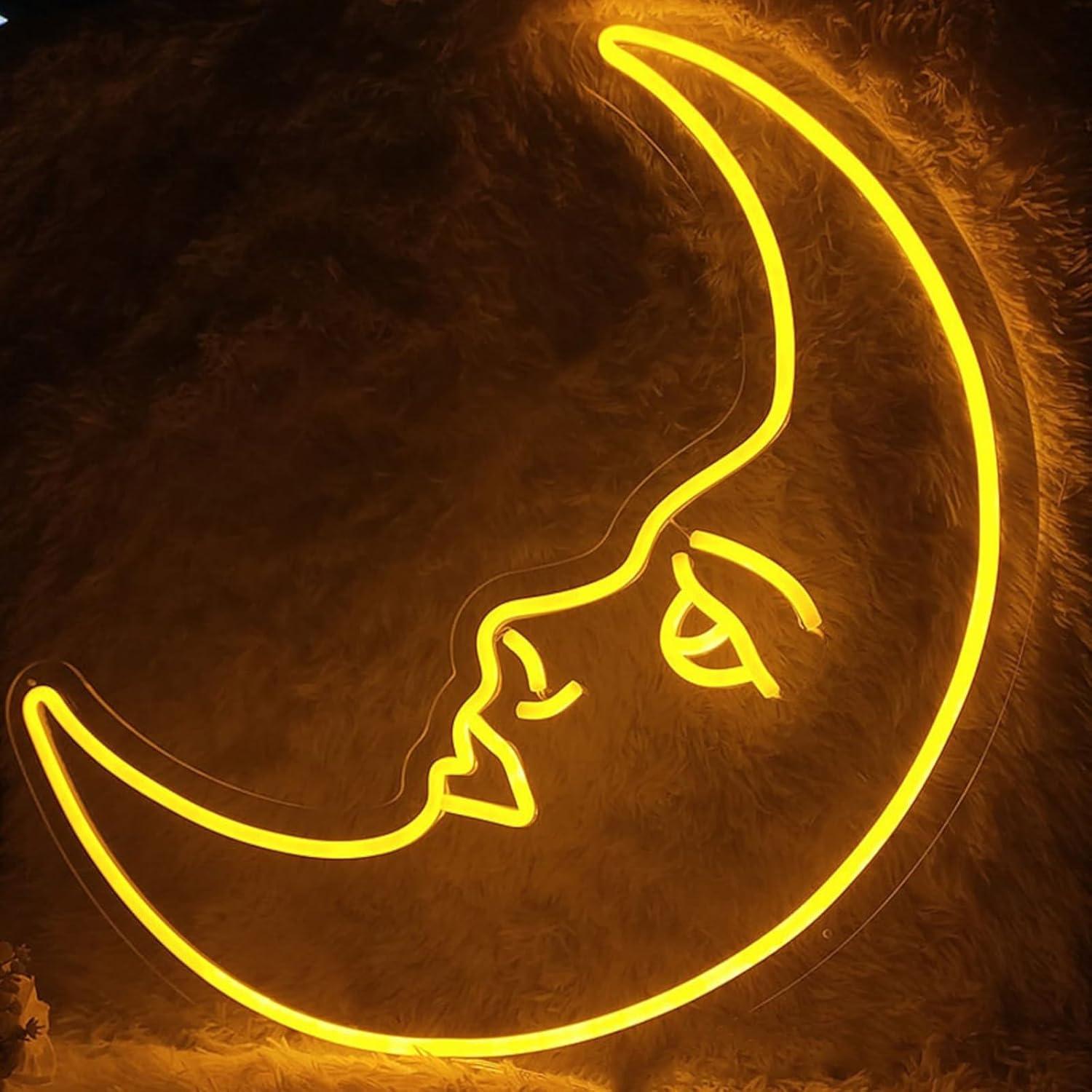 Moon Face Neon Sign USB Dimmab - Neon Sign Party ulasan dan harga