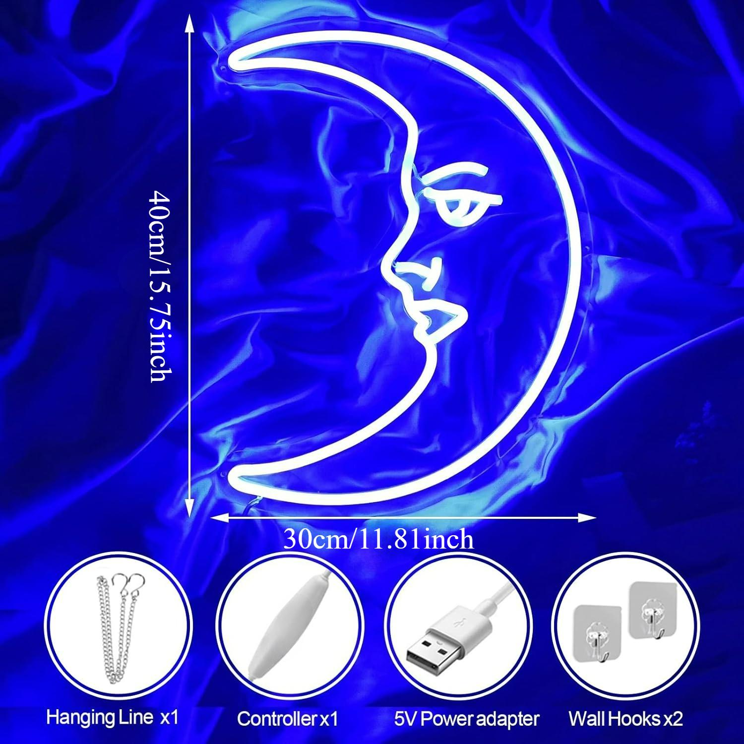 Moon Face Neon Sign USB Dimmab - Neon Sign Party ulasan dan harga