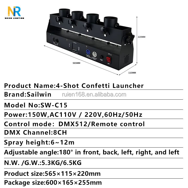 Dmx 512 Four-Tube Confetti Mac - Confetti Cannon Tube ulasan dan harga