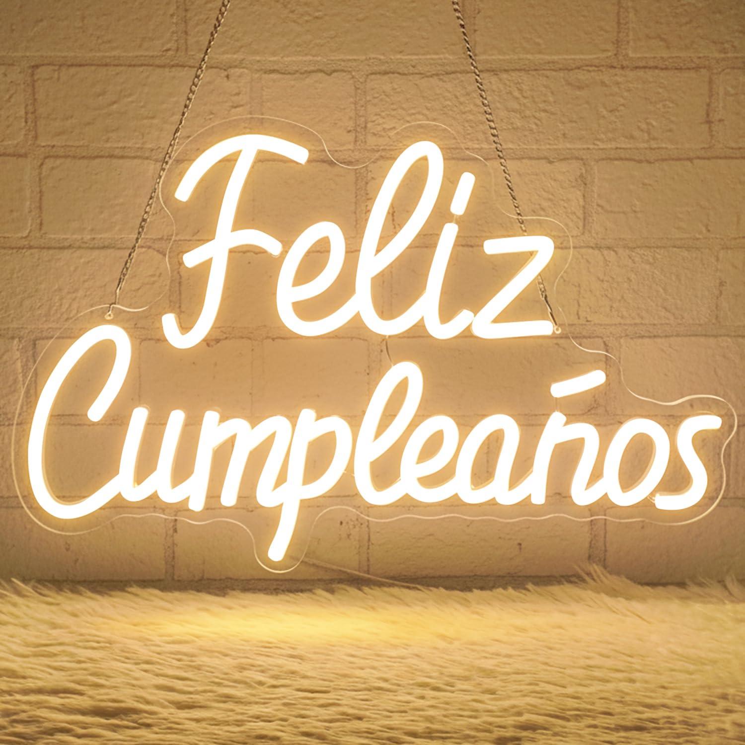 Feliz Cumpleanos Neon Sign Dim - Neon Sign Party ulasan dan harga