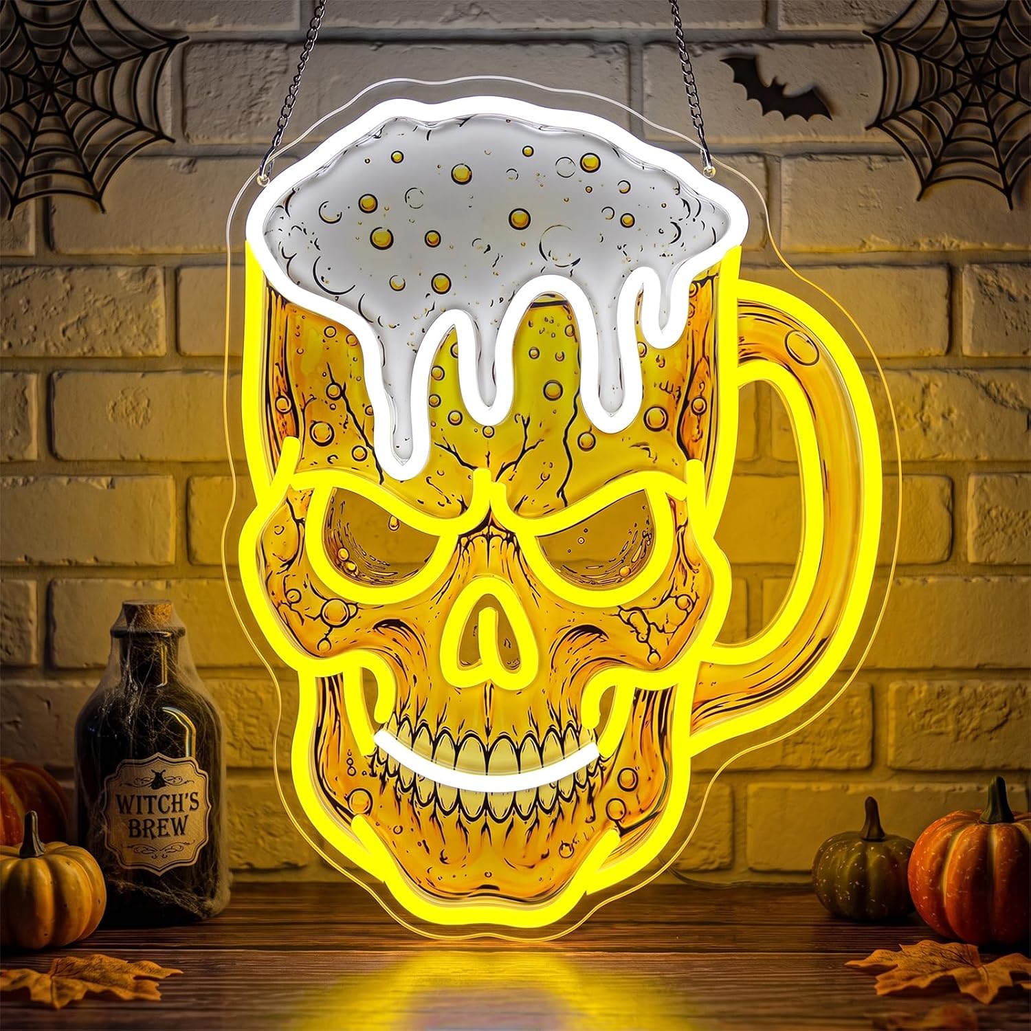 Skull Beer Neon Sign, USB LED  - Neon Sign Party ulasan dan harga