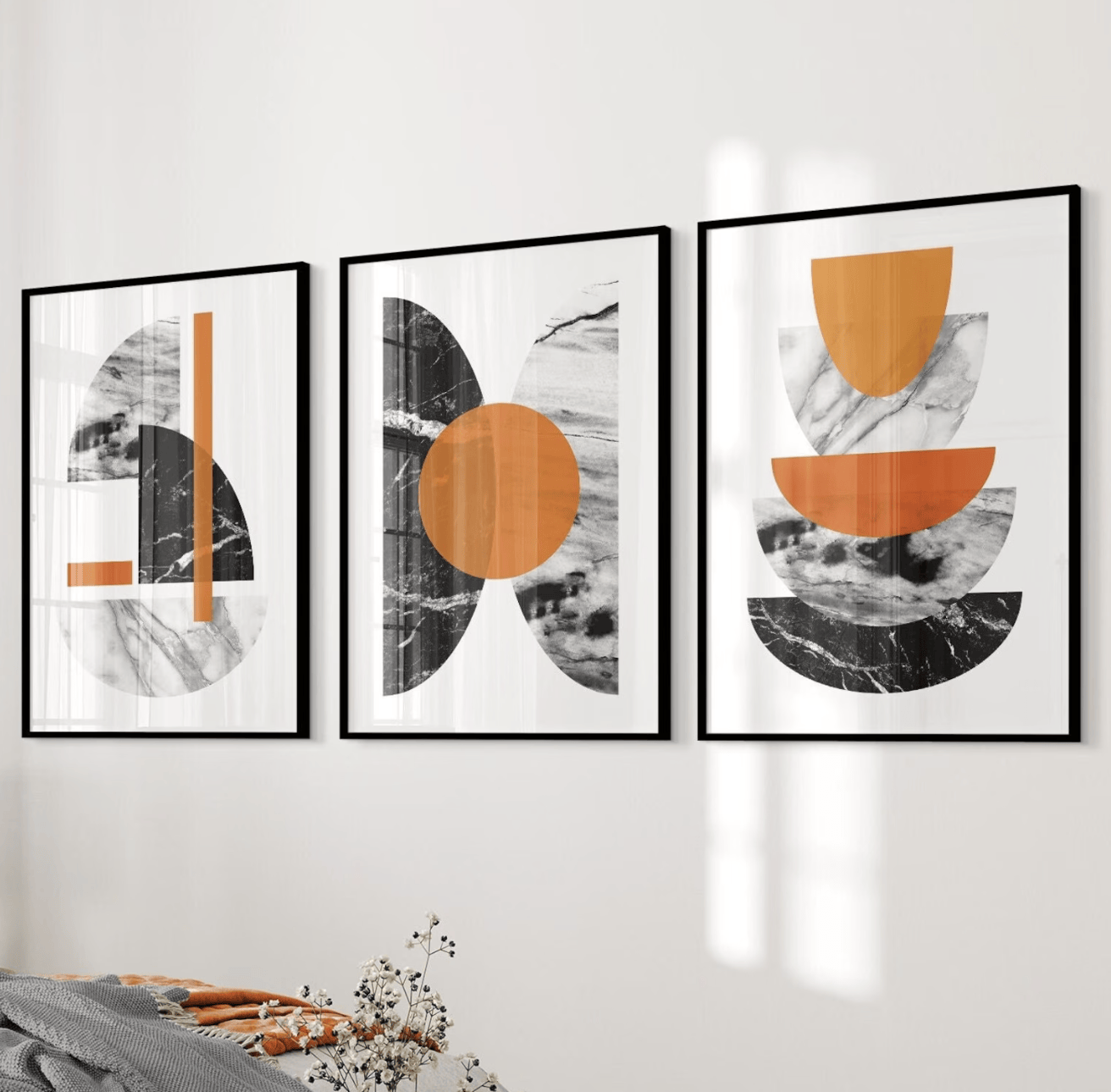 Boho Geometric 3 Panels Wall A - Flower Wall Panel ulasan dan harga