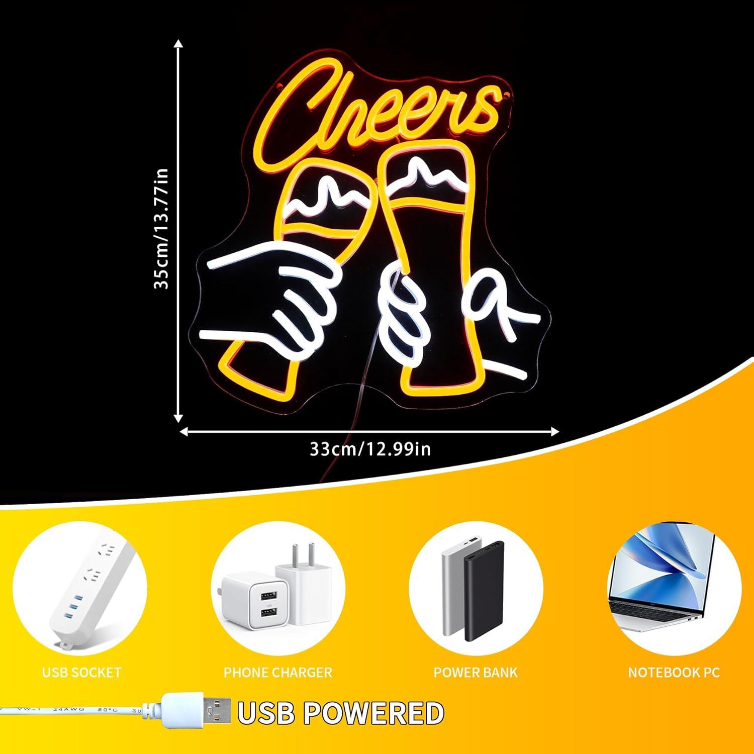 Cheers Cocktail Neon Sign USB  - Neon Sign Party ulasan dan harga